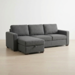 Modern Dark Grey Sectional Sleeper Sofa with Storage