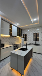 Modern High-Gloss U-Shaped Luxury Kitchen - Image 2